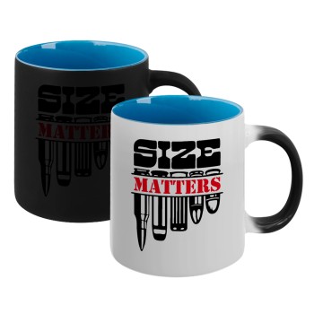 Size matters, Κούπα Μαγική εσωτερικό μπλε, κεραμική 330ml που αλλάζει χρώμα με το ζεστό ρόφημα