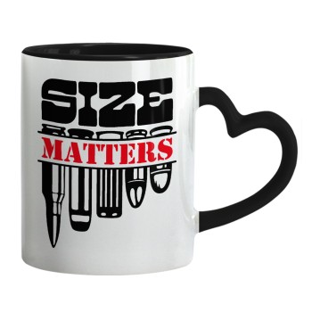 Size matters, Mug heart black handle, ceramic, 330ml