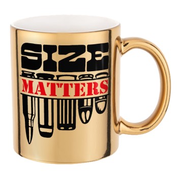 Size matters, Mug ceramic, gold mirror, 330ml
