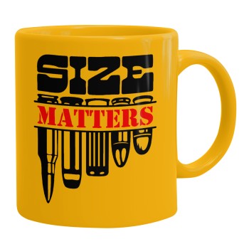 Size matters, Ceramic coffee mug yellow, 330ml