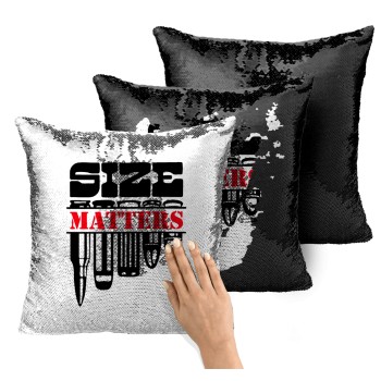 Size matters, Μαξιλάρι καναπέ Μαγικό Μαύρο με πούλιες 40x40cm περιέχεται το γέμισμα