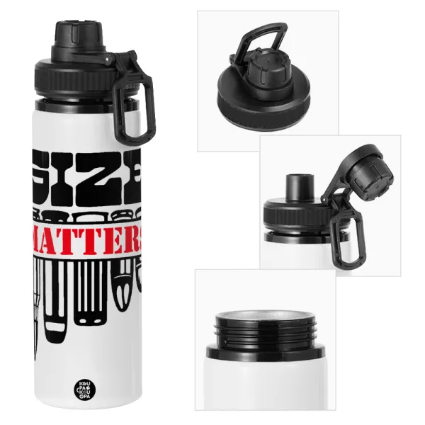 Size matters — Metal water bottle with safety cap, aluminum 850ml