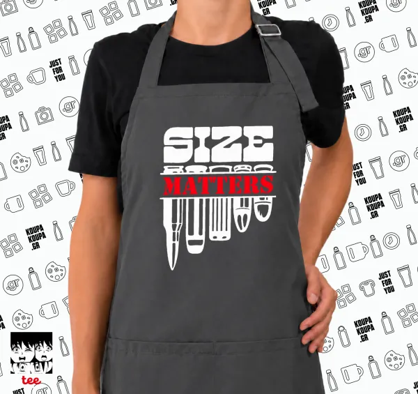 Size matters — GREY Ποδιά μαγειρικής μακριά Σεφ με τσέπες (ΕΝΗΛΙΚΩΝ, ΓΚΡΙ)