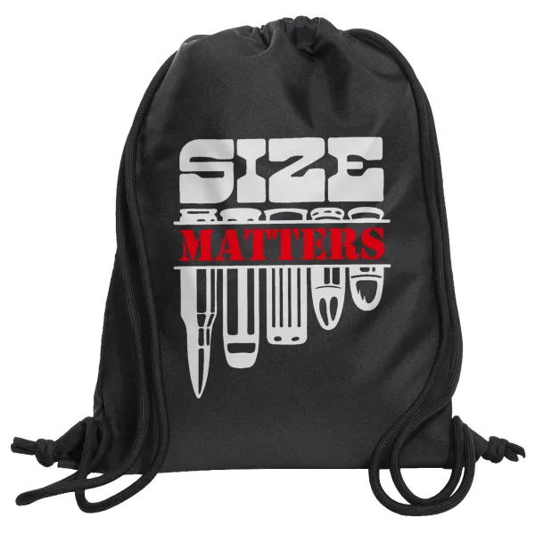 Size matters — Τσάντα πλάτης πουγκί GYMBAG Μαύρη, με τσέπη (40x48cm) & χονδρά κορδόνια