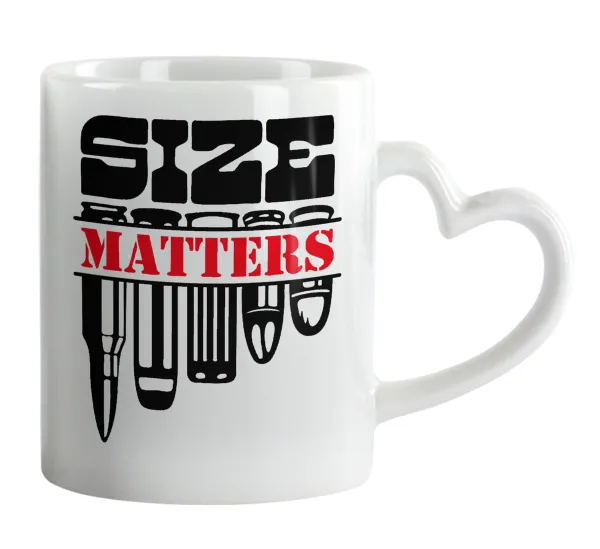 Size matters — Κούπα καρδιά χερούλι λευκή, κεραμική, 330ml