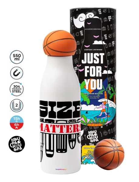 Size matters — Bascetball Metal mug thermos, double wall, 550ml