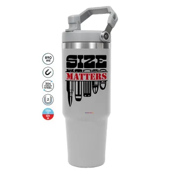 Size matters, ΓΚΡΙ χρώματος Θερμός Ανοξείδωτο 890ml (30oz) με χερούλι