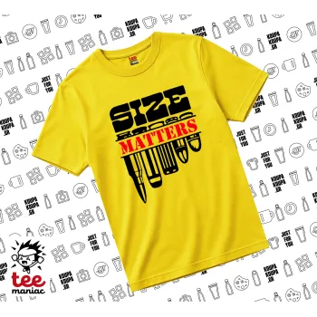 Size matters, yellow childrens T-Shirt made of 100% cotton, for every day. Vegan & OEKO-TEX certified.