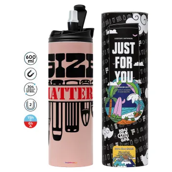 Size matters, Tumbler ποτήρι θερμό ΡΟΖ από ανοξείδωτο ατσάλι 600ml