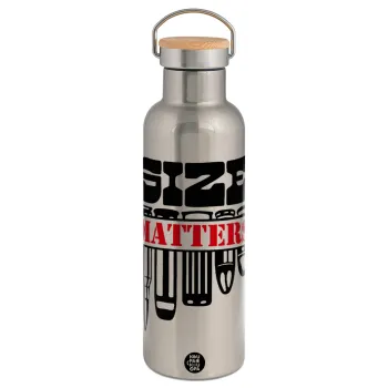 Size matters, Stainless steel Silver with wooden lid (bamboo), double wall, 750ml