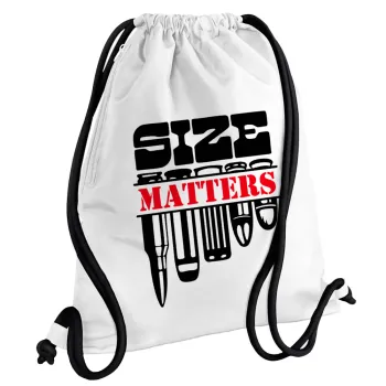 Size matters, Backpack pouch GYMBAG white, with pocket (40x48cm) & thick cords
