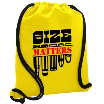 Size matters, Τσάντα πλάτης πουγκί GYMBAG Κίτρινη, με τσέπη (40x48cm) & χονδρά κορδόνια
