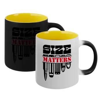 Size matters, Κούπα Μαγική εσωτερικό κίτρινη, κεραμική 330ml που αλλάζει χρώμα με το ζεστό ρόφημα