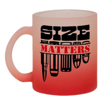 Size matters, Κούπα γυάλινη δίχρωμη με βάση το κόκκινο ματ, 330ml