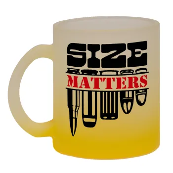 Size matters, Κούπα γυάλινη δίχρωμη με βάση το κίτρινο ματ, 330ml