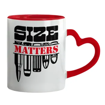Size matters, Κούπα καρδιά χερούλι κόκκινη, κεραμική, 330ml