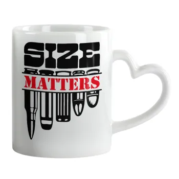 Size matters, Κούπα καρδιά χερούλι λευκή, κεραμική, 330ml