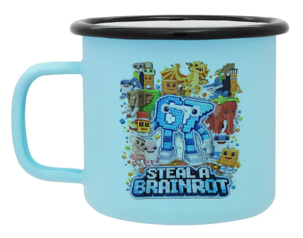 Steal a Brainrot Six Seven — Κούπα Μεταλλική εμαγιέ ΜΑΤ σιέλ 360ml