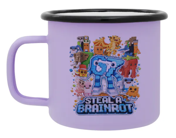 Steal a Brainrot Six Seven — Κούπα Μεταλλική εμαγιέ ΜΑΤ Light Pastel Purple 360ml