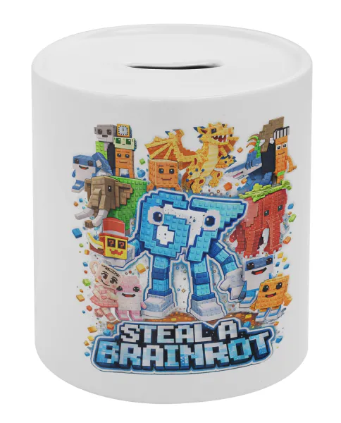 Steal a Brainrot Six Seven — Porcelain money box with stopper