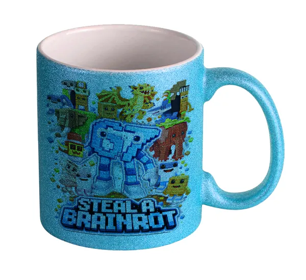 Steal a Brainrot Six Seven — Κούπα Σιέλ Glitter που γυαλίζει, κεραμική, 330ml