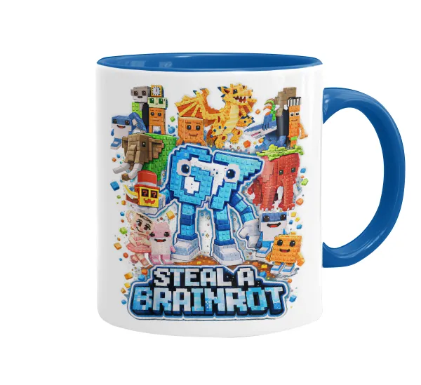 Steal a Brainrot Six Seven — Mug colored blue, ceramic, 330ml