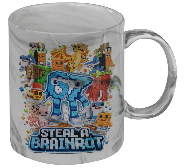 Steal a Brainrot Six Seven — Κούπα κεραμική, marble style (μάρμαρο), 330ml