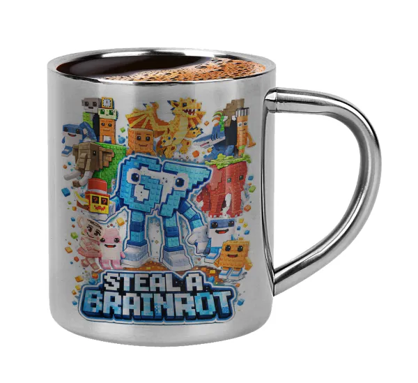 Steal a Brainrot Six Seven — Κουπάκι μεταλλικό διπλού τοιχώματος για espresso (220ml)