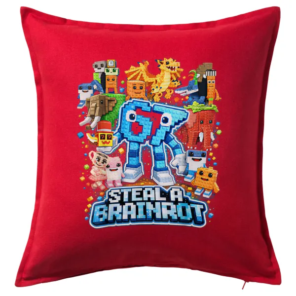 Steal a Brainrot Six Seven — Μαξιλάρι καναπέ Κόκκινο 100% βαμβάκι, περιέχεται το γέμισμα (50x50cm)