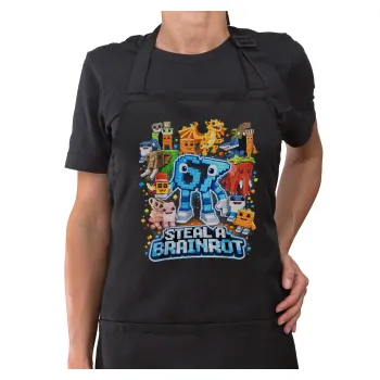 Steal a Brainrot Six Seven, Ποδιά μακριά Σεφ ολόσωμη με τσέπες Μαύρη (ΕΝΗΛΙΚΩΝ)