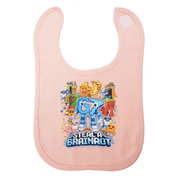 Steal a Brainrot Six Seven, Σαλιάρα με Σκρατς ΡΟΖ 100% Organic Cotton (0-18 months)