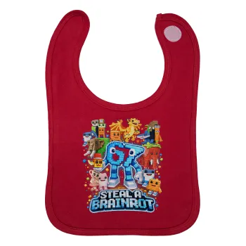 Steal a Brainrot Six Seven, Σαλιάρα με Σκρατς Κόκκινη 100% Organic Cotton (0-18 months)