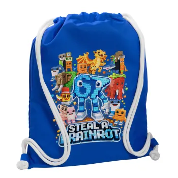 Steal a Brainrot Six Seven, Τσάντα πλάτης πουγκί GYMBAG Μπλε, με τσέπη (40x48cm) & χονδρά κορδόνια