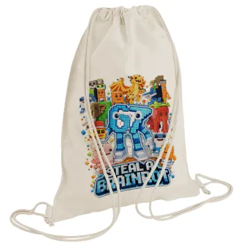 Steal a Brainrot Six Seven, Τσάντα πλάτης πουγκί GYMBAG natural (28x40cm)