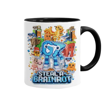 Steal a Brainrot Six Seven, Κούπα χρωματιστή μαύρη, κεραμική, 330ml