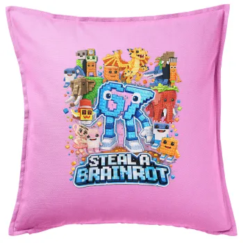 Steal a Brainrot Six Seven, Μαξιλάρι καναπέ ΡΟΖ 100% βαμβάκι, περιέχεται το γέμισμα (50x50cm)