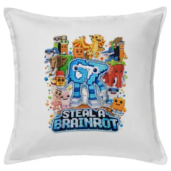 Steal a Brainrot Six Seven, Μαξιλάρι καναπέ ΛΕΥΚΟ 100% βαμβάκι, περιέχεται το γέμισμα (50x50cm)