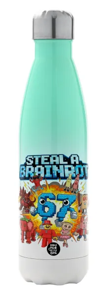 Steal a Brainrot 67 Roblox Style — Metal mug thermos Green/White (Stainless steel), double wall, 500ml