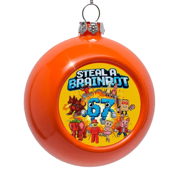 Steal a Brainrot 67 Roblox Style — Orange Christmas tree ornament bauble 8cm