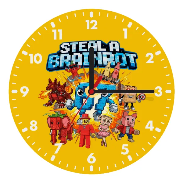 Steal a Brainrot 67 Roblox Style — Wooden wall clock (20cm)
