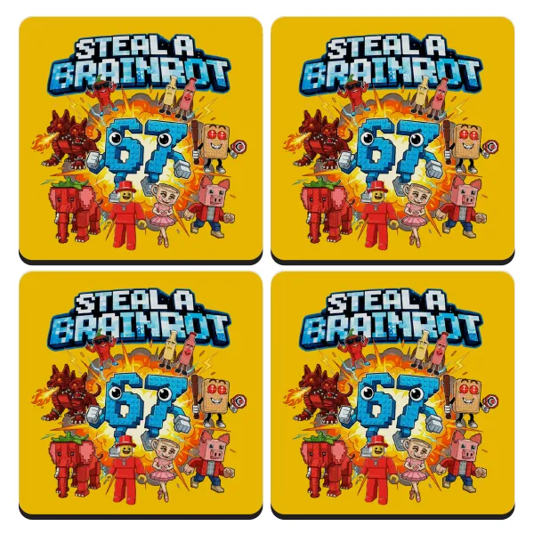 Steal a Brainrot 67 Roblox Style — Σουβέρ ξύλινα τετράγωνα (9cm)