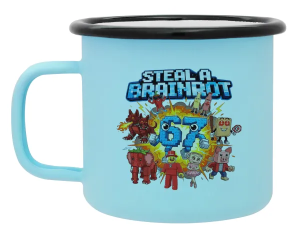 Steal a Brainrot 67 Roblox Style — Κούπα Μεταλλική εμαγιέ ΜΑΤ σιέλ 360ml