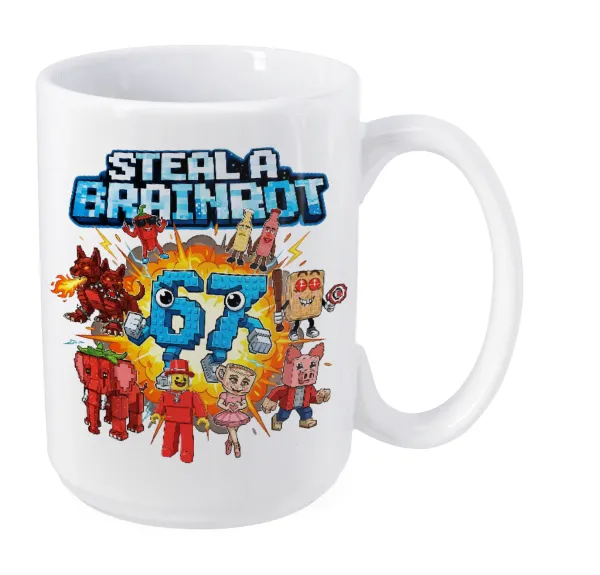Steal a Brainrot 67 Roblox Style — Mega mug, ceramic, 450ml