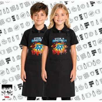 Steal a Brainrot 67 Roblox Style, Μαύρη ΠΑΙΔΙΚΗ Ποδιά μακριά Σεφ ολόσωμη με τσέπες