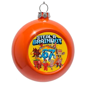 Steal a Brainrot 67 Roblox Style, Στολίδι Χριστουγεννιάτικη μπάλα δένδρου Πορτοκαλί 8cm