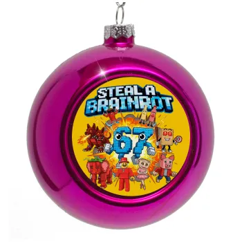Steal a Brainrot 67 Roblox Style, Στολίδι Χριστουγεννιάτικη μπάλα δένδρου Μωβ 8cm