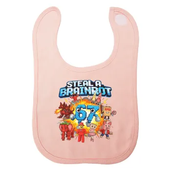Steal a Brainrot 67 Roblox Style, Σαλιάρα με Σκρατς ΡΟΖ 100% Organic Cotton (0-18 months)