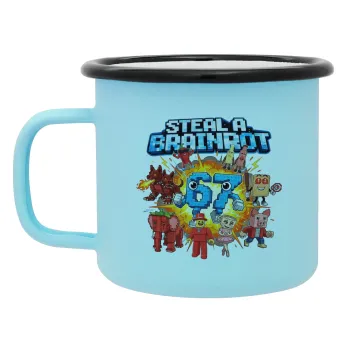 Steal a Brainrot 67 Roblox Style, Κούπα Μεταλλική εμαγιέ ΜΑΤ σιέλ 360ml