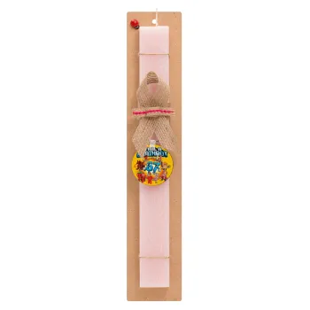 Steal a Brainrot 67 Roblox Style, Easter Set, wooden keychain & scented flat Easter candle (30cm) (PINK)