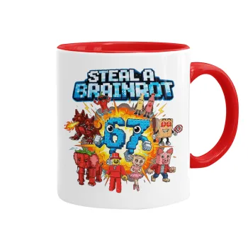 Steal a Brainrot 67 Roblox Style, Mug colored red, ceramic, 330ml
